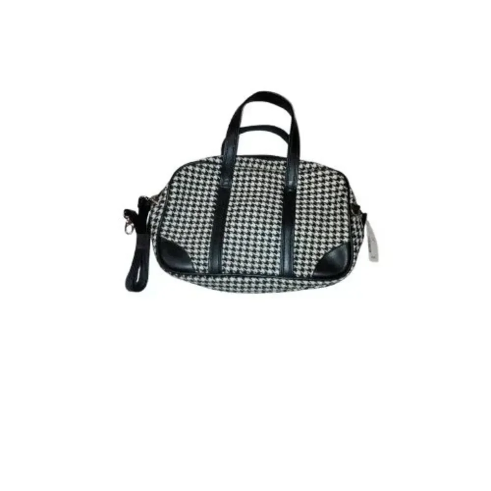 Women’s Black & White Houndstooth Purse - Fabric Handba-NWT Minor Discoloration